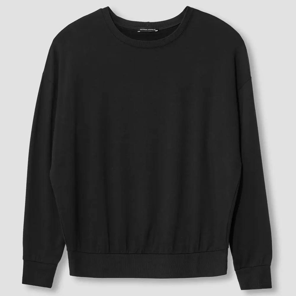 NWT Universal Standard Petite Lauren Sweatshirt in Black Size LP